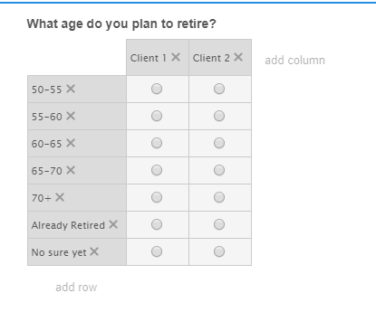 How can I change the orientation of the radio button columns and